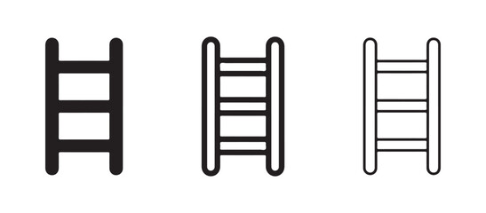  ladder icons in black and white on white background for climbing or access symbol  simple line style © Bhuiyan