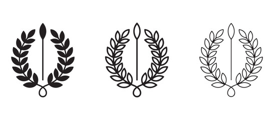 laurel wreaths with spear or bay leaf on white background  symbol of victory and achievement in ancient Greece and Rome © Bhuiyan
