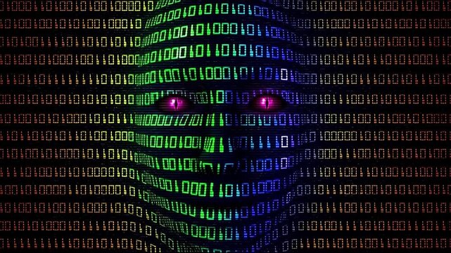 Digital face with binary code