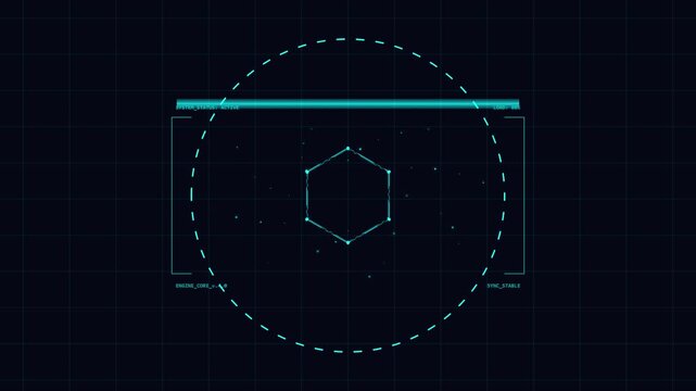 Futuristic digital radar interface scanning with rotating light beam