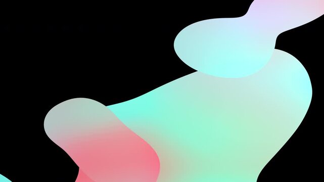Seamless loop of flat abstract fluid shapes with vivid red and blue gradients morphing continuously against a black background