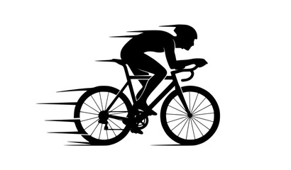 Fototapeta premium Cyclist in motion black silhouette vector illustration