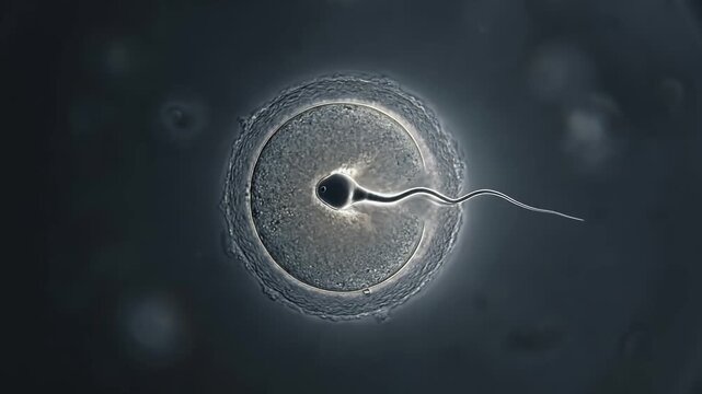Fertilization sperm egg cell reproduction biology microscopic conception science fertilize ovum single cell sperm cell fertilized egg close up medical laboratory embryo genetic life natural detailed