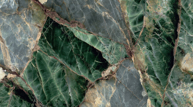 Intricate deep forest green marble veining with earthy mineral patterns