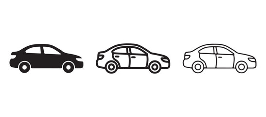Naklejka premium car silhouettes in black and white on a plain background side view vehicles