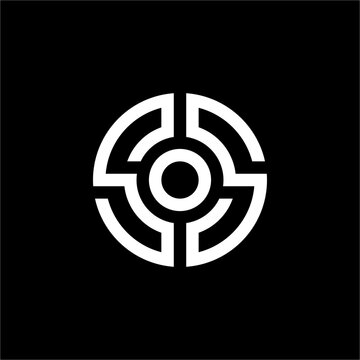 The SOS Monogram Logo features a sleek, linear construction. This modern, futuristic style is perfect for tech startups, communication firms, or digital services seeking a sharp, unique identity.
