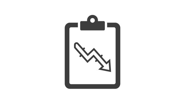 Clipboard with downward trending business chart.