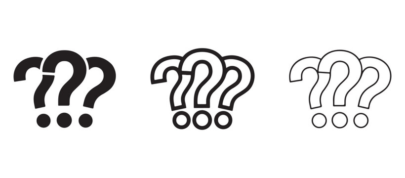 question mark symbols in different line styles on white background  question marks with dots
