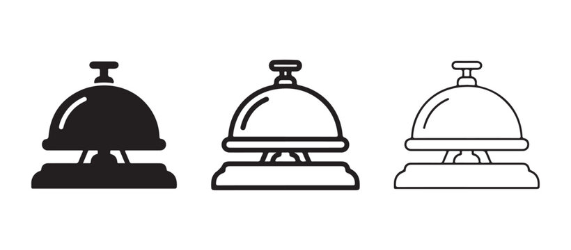 service bells icons in different styles isolated on white background for hospitality and service concepts