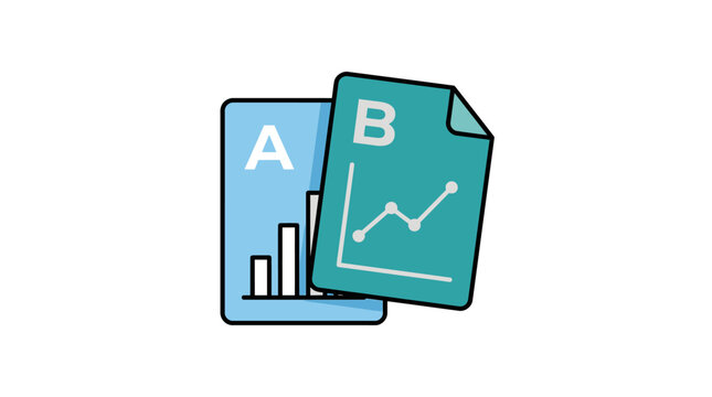 Document comparison icons with business charts.