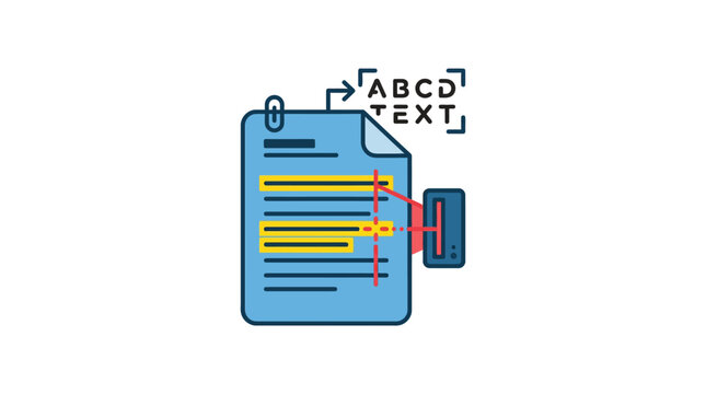 Document analysis icon with text highlights and comparison.