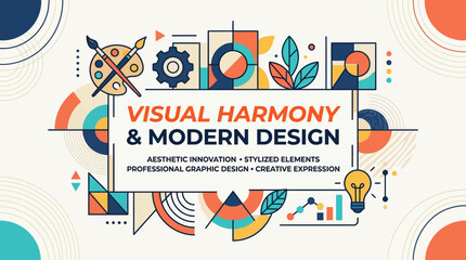 Fototapeta premium Elaborate graphic design poster with art tools and shapes.