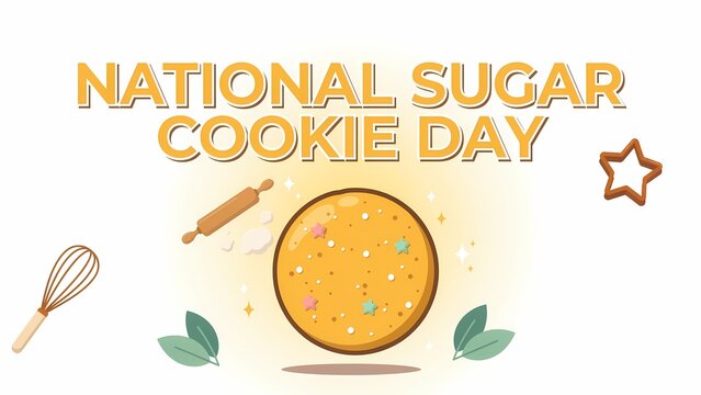 National sugar cookie day celebration graphic with baking tools