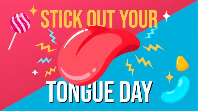 Stick out your tongue day graphic with candy illustrations