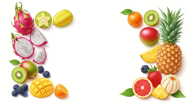 Fresh Fruit Assortment on White Background.