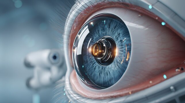 Cataract Surgery Procedure in Modern Ophthalmology Operating Room, Surgeon Performs Phacoemulsification to Remove Cloudy Eye Lens and Implant Intraocular Artificial Lens for Restoring Patient&rsquo;s Clear 