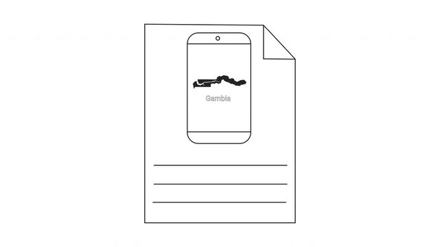 Simple Line Drawing of a Document with a Phone Icon and Lines for Text.