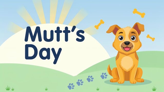 National mutts day celebration graphic with a cute cartoon dog