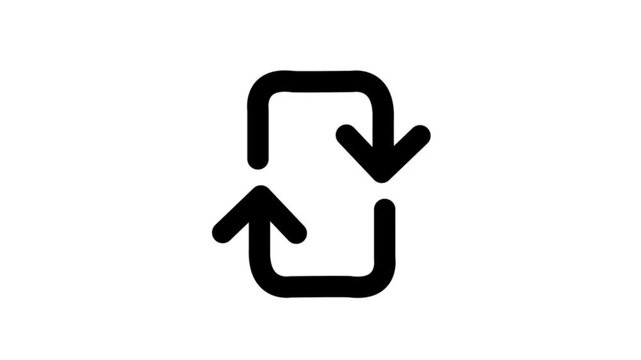 Animated sync and refresh loop, minimalist black UI symbol on white background, for digital interface, and app.