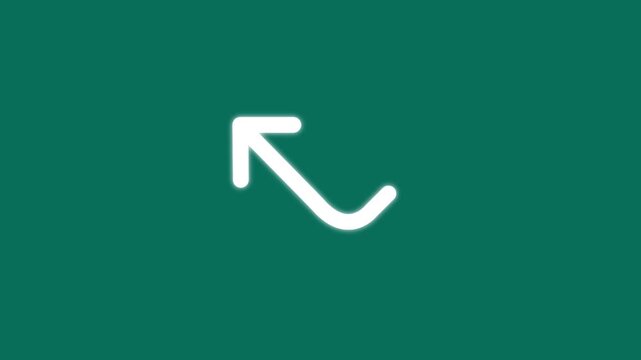 Minimalist white arrow animation pointing upward on teal background, for user interface, and digital navigation.