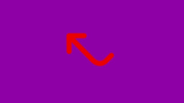 Minimalist red arrow pointing upward on vibrant purple background, dynamic animated directional symbol for UI/UX and digital presentations.