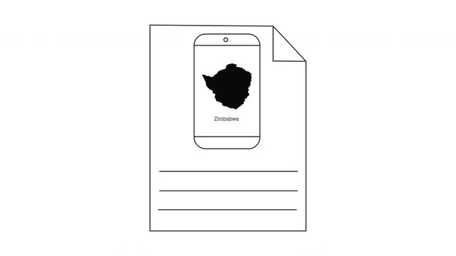 Simple Line Drawing of a Document with a Teapot Silhouette.