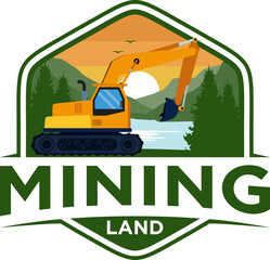 Obraz premium Mining Land design concept. Mining symbols vector illustration.