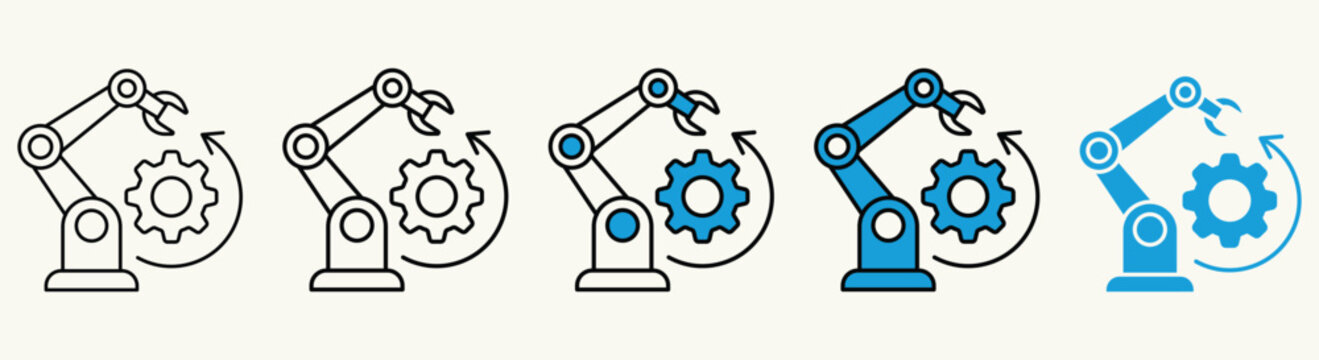 Robotic Arm and Gear Automation Icon Set