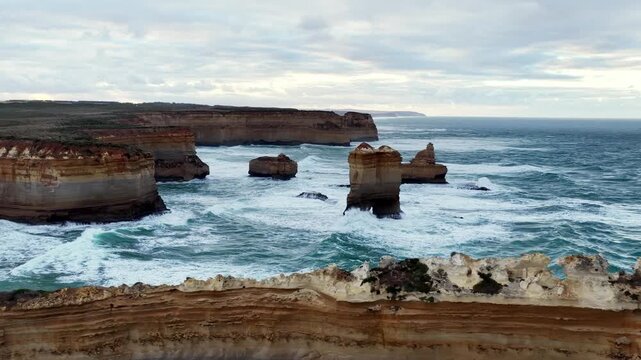 Razorback lookout apostle rock eroded by southern ocean in Australia Twelve apostles.