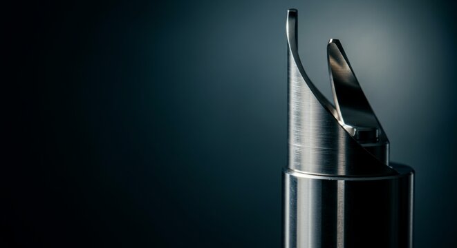 Extreme macro photography close up side profile pristine shiny silver.