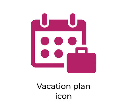 Vacation plan icon with calendar and suitcase representing travel booking and holiday scheduling
