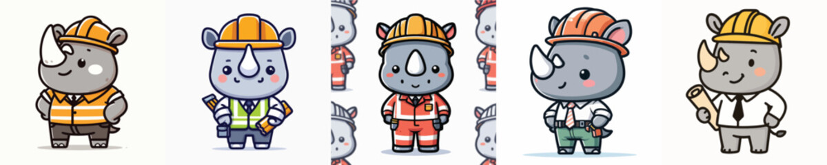 set of rhino vector in architect costumes © Jefri Syahputra BKL