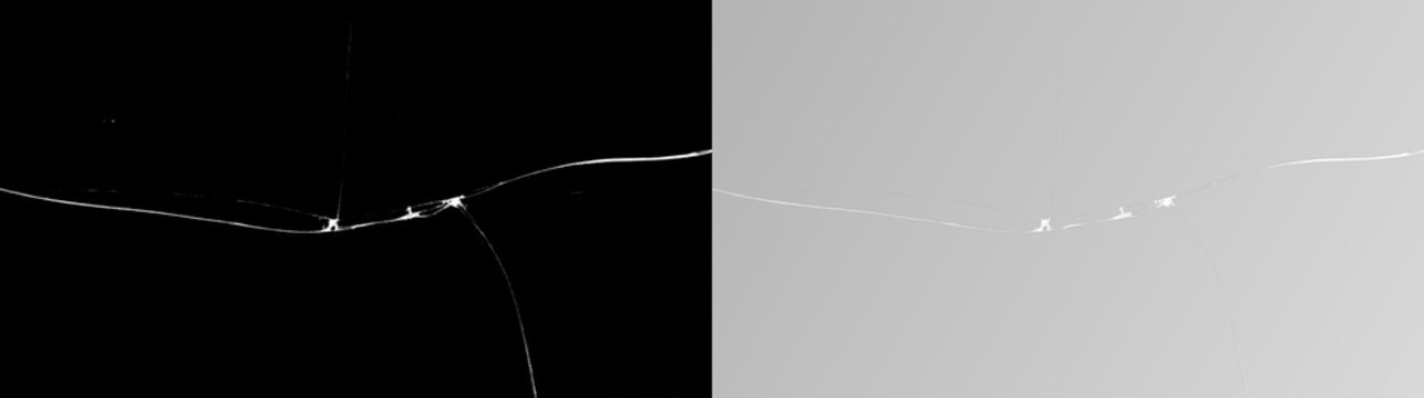 Realistic transparent png of black shattered glass with crack pattern isolated on transparent background with overlay effect and broken fracture texture for design impact glasses fractured crash shot