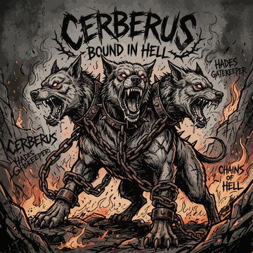 Cerberus the three headed dog in hell