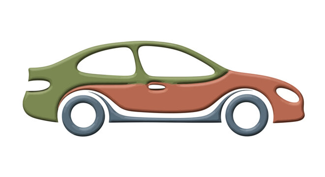 Colorful illustrated car concept with rounded aesthetic