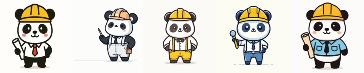 set of panda vector in architect costumes © Jefri Syahputra BKL