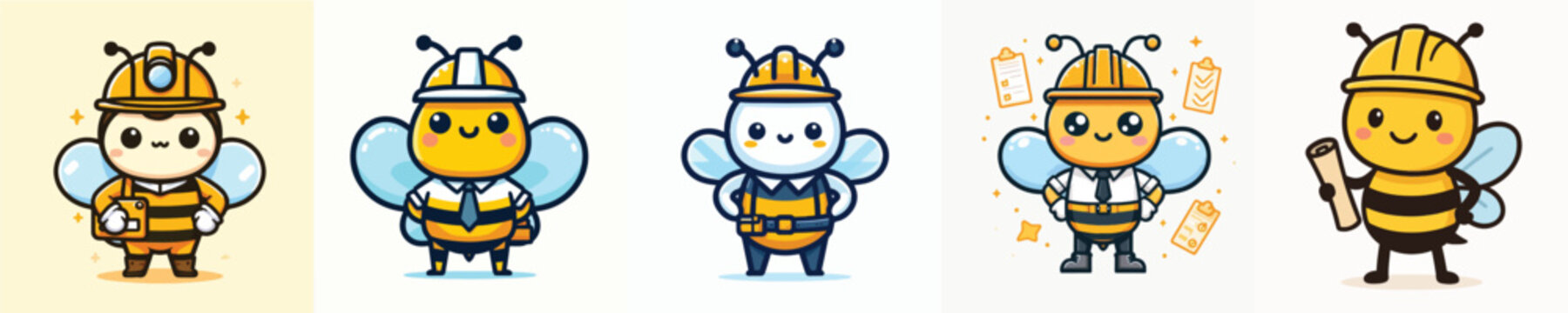 set of bee vector in architect costumes