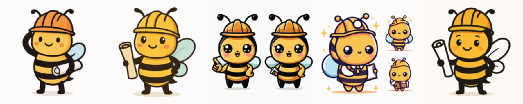 set of bee vector in architect costumes