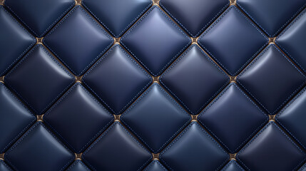Naklejka premium Dark blue quilted diamond pattern background, soft padded texture with luxury upholstery style.