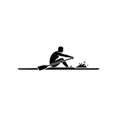 Single rower in a boat with oar during water splash against white background isolated graphic © NOYAN STOCK