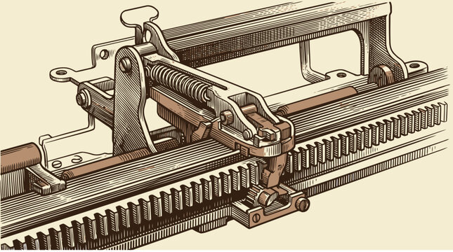 Vintage firearm mechanism cutaway vector illustration.