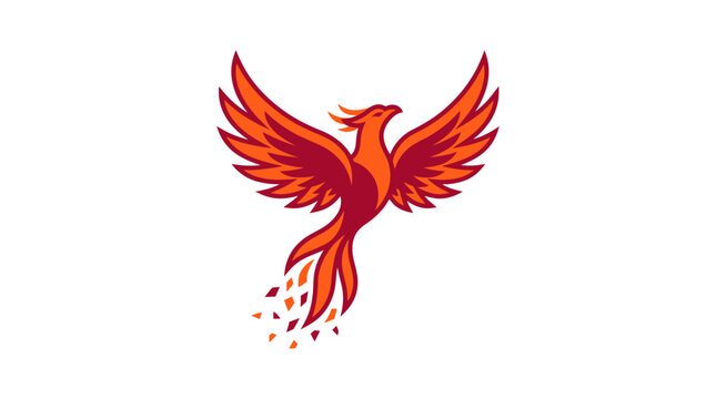 Phoenix Rising Flat Icon &ndash; Resilience and Comeback Success Concept
