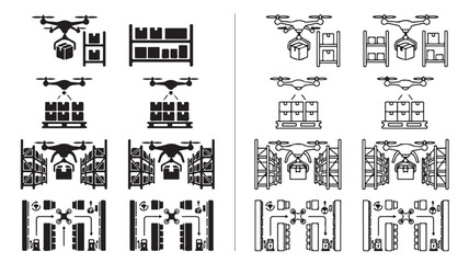 Fototapeta premium Drone Delivery Icons For Logistics And E-commerce Concepts on a transparent background