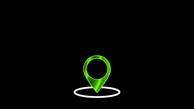 Animated geo pin marker on a dark isolated background, designed for maps, navigation interfaces, location services, and modern digital UI concepts with a clean and focused visual style