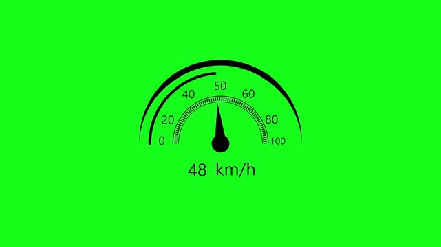 Black speedometer gauge showing twenty six kilometers per hour on a green background for digital dashboard interface and automotive speed display