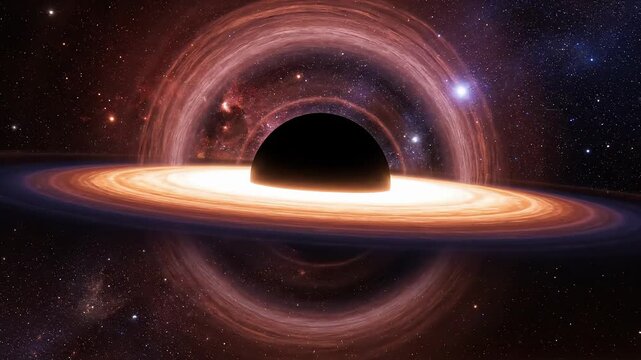 Swirling Cosmic Black Hole Absorbing Light in Deep Space