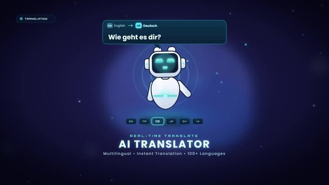Real time AI translator robot converting languages for multilingual instant translation