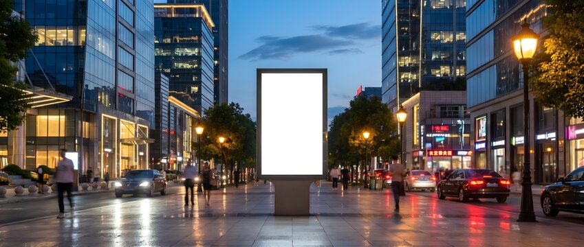 Luxury City Billboard Mockup in Modern Business District