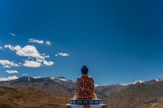 Giant Buddha Statue Overlooking Langza Village in Spiti Valley