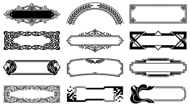 A diverse vector collection of elegant ornate frames, decorative borders, and sophisticated labels, perfect for vintage design projects and stylish graphic layouts